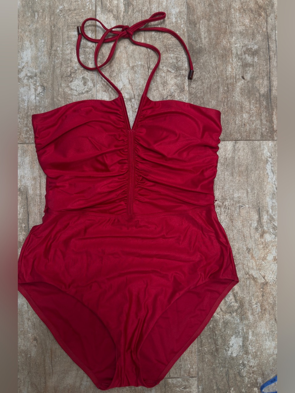 Zimmermann Red Ruched One-Piece Swimsuit
